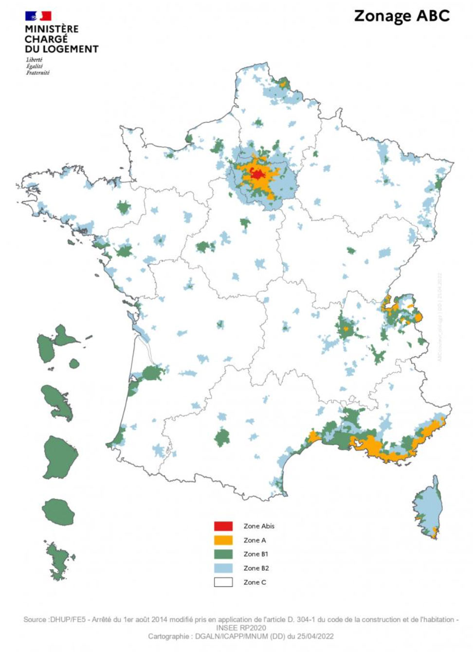 Zones éligibles du dispositif loi Pinel en 2023
